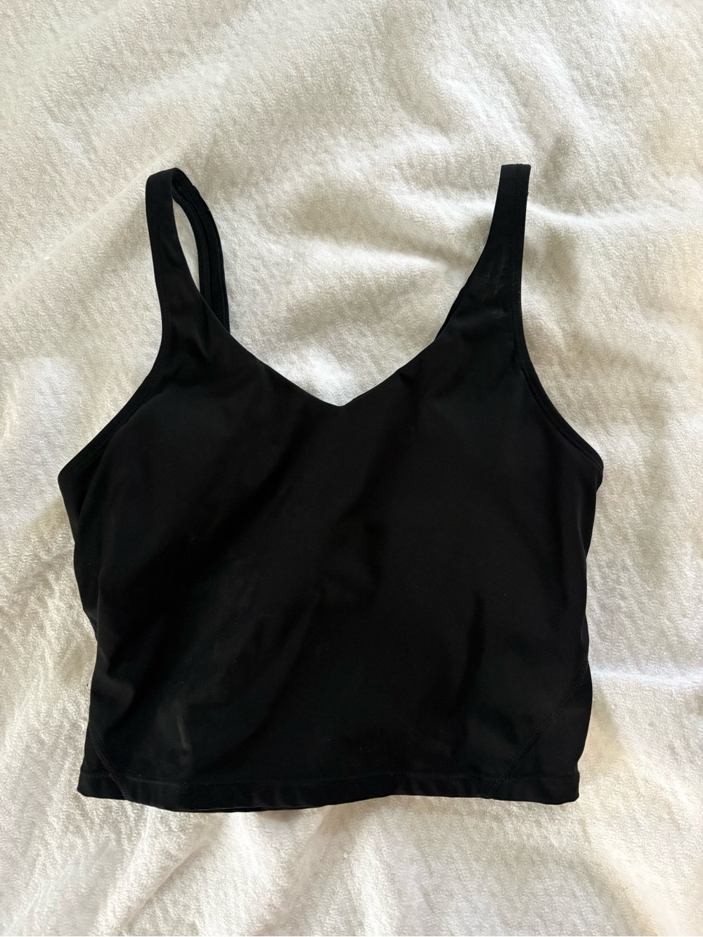 Oalka Black Cropped Tank with V-Neckline